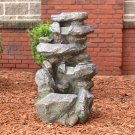 Outdoor Classics 34" Rock Falls Fountain with LED Lights