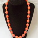Dark Pink Ceramic beaded necklace, Big Bold Salmon Ceramic necklace, Gift idea