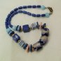 Vintage Blue Ceramic beaded necklace, Art Deco Big Bold Art Blue necklace, Gift
