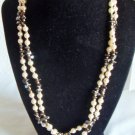 Pearl Hematite necklace, Double strand gold tone high fashion gemstone necklace