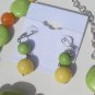 Green Turquoise Jewelry Set, necklace earrings, bracelet, yellow jade, Carnelian