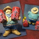 Large Cowboy holding Salt & Pepper Shakers
