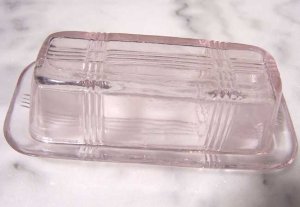 Pink Glass Elongated Butterdish