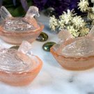 Set of 12 Mini Pink Glass Hens on Nest