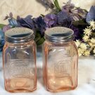 Depression Pink Amber Glass Salt & Pepper Shakers
