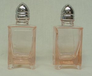 Pink Glass Refrigerator Salt and Pepper