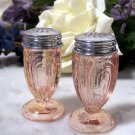 Fancy Pink Glass Salt & Pepper Set