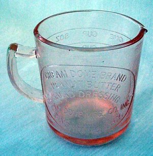 Pink Glass Dove Measuring Cup