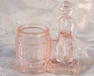 Pink  Glass Chaplin Toothpick Holder