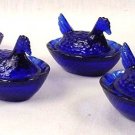 Set 12 Cobalt Blue Glass Mini Hen on Nest