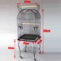 Pet Parrot Budgie Canary Cockatiel Aviary Bird Cage Open Roof with Stand Wheel