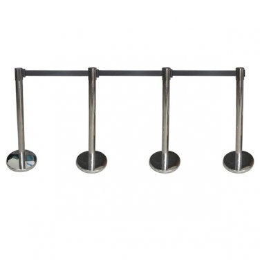 4 Pack Stainless Pratical Crowd Control Retractable Queue Barriers w/ Belt