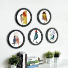 Round Photo Frame with Birds Print
