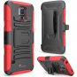Samsung Galaxy S5 i-Blason Dual Layer Holster Case with Kickstand & Locking Belt Swivel Clip (Red)