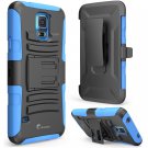 Samsung Galaxy S5 i-Blason Dual Layer Holster Case with Kickstand & Locking Belt Swivel Clip (Blue)