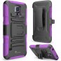 Samsung Galaxy S5 i-Blason Dual Layer Holster Case w/ Kickstand & Locking Belt Swivel Clip (Purple)