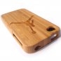 Natural Bamboo Hand Made Cell Phone Wood Hard Case - Basketball Flying Man for Iphone 4 / Iphone 4s