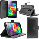 i-Blason Samsung Galaxy S5 Case - Leather Wallet Book Cover w/ Stand & Credit Card Holders (Black)
