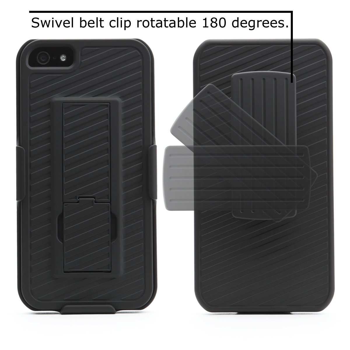 iBLASON Transformer iPhone 5 Hard Shell Case W/ Holster & Locking Belt Swivel Clip