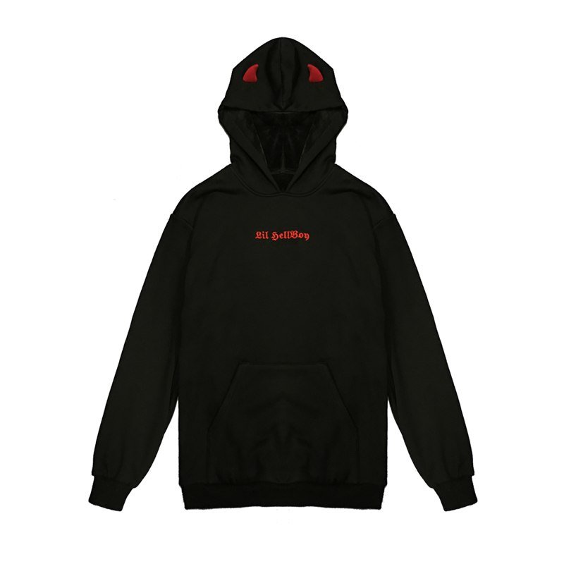 Demon Punk Black Gothic Hoodie Wings Sweatshirt Kawaii Clothing WH127