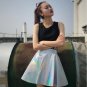 Laser Holographic Silver Metallic Hologram Cool Iridescent Skirt WH054