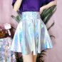 Laser Holographic Silver Metallic Hologram Cool Iridescent Skirt WH054