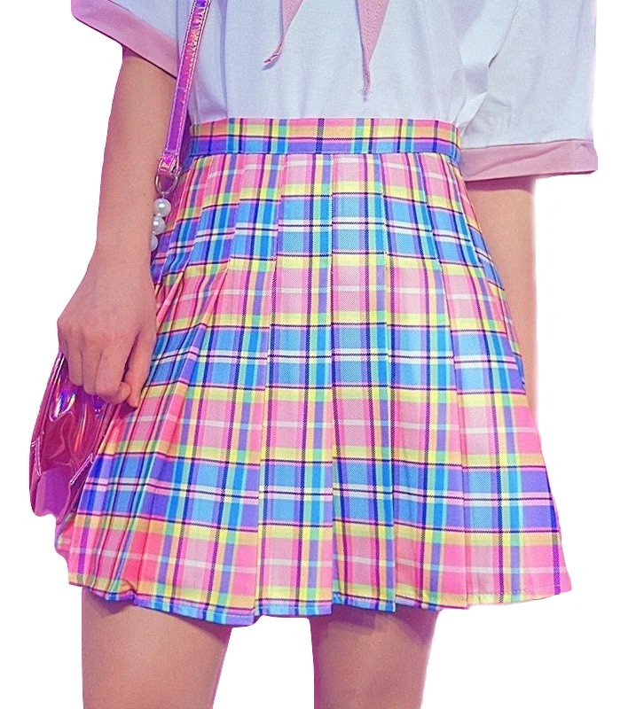 Kawaii Clothing Pink Pleated Short Plaid Tartan Sexy Harajuku WH327