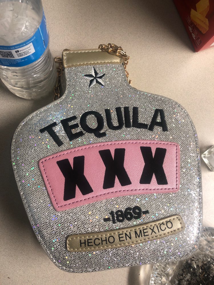 Kawaii Clothing Bottle Shaped Tequila Bag Glitter Mexico Drink WH458