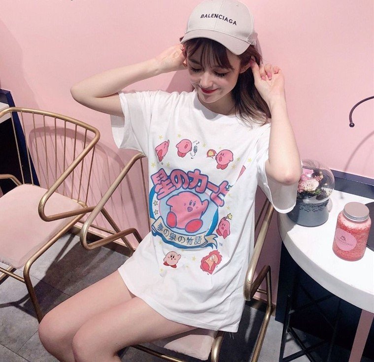 Kawaii Clothing Kirby T-Shirt Japanese Game Videogame Harajuku Anime ...