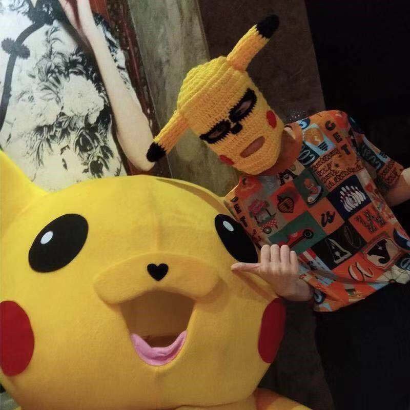 Kawaii Clothing Pikachu Pokemon Ski Mask Knitted Funny Costume Cartoon