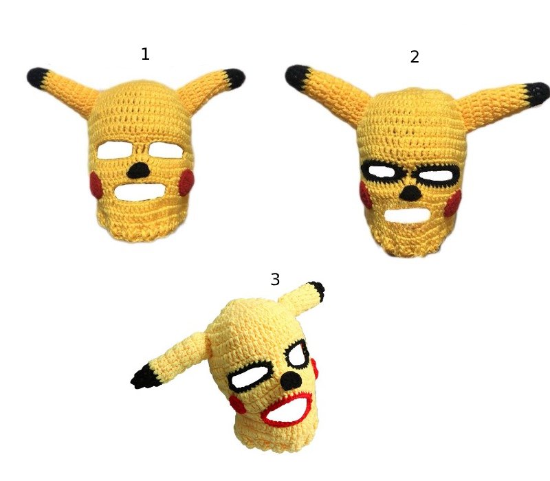 Kawaii Clothing Pikachu Pokemon Ski Mask Knitted Funny Costume Cartoon