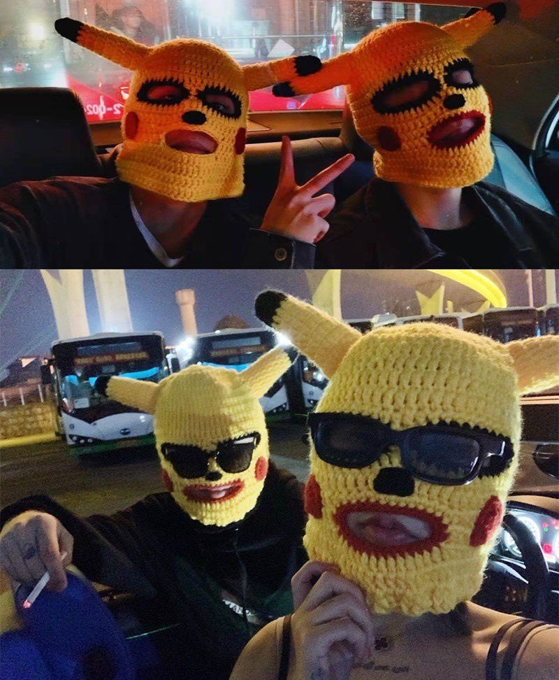 Kawaii Clothing Pikachu Pokemon Ski Mask Knitted Funny Costume Cartoon