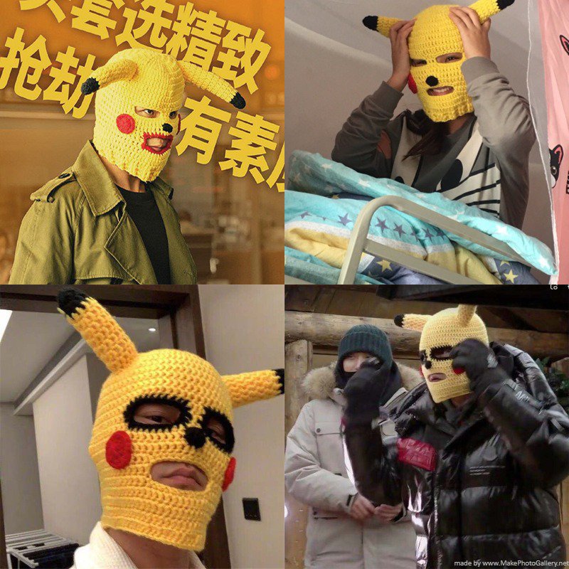 Kawaii Clothing Pikachu Pokemon Ski Mask Knitted Funny Costume Cartoon