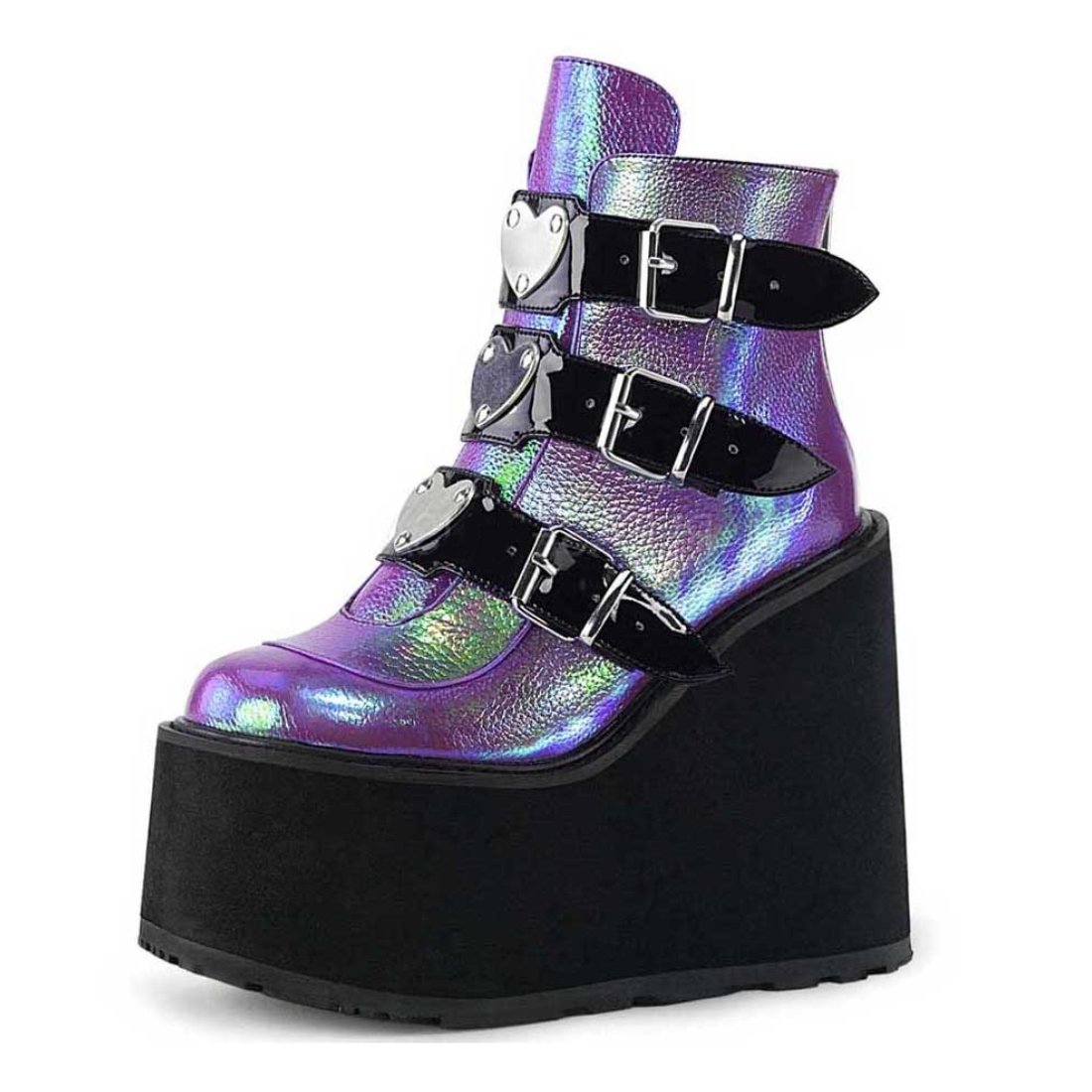 Kawaii Clothing Ankle Boots Platform Wedge Shoes Purple White Black