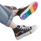 Kawaii Clothing Rainbow Sneakers Colorful Shoes Black White Harajuku Canvas WH267