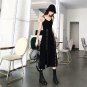 Kawaii Clothing Black Long Dress Goth Punk Hook Eye Straps Buckles Harajuku Sexy Backless WH468
