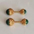 Tiffany & Co Schlumberger 18k Gold Malachite Acorn Cufflinks Rare