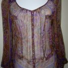 Gorgeous BLUMARINE Chiffon Print Jeweled Blouse 44