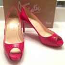 100% Authentic CHRISTIAN LOUBOUTIN NO MATTER 85 Watersnake Lipstick Red Heels 9