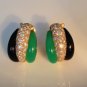Gorgeous Van Cleef & Arpels 18K Yellow Gold Onyx Chrysoprase Hoop Earrings Rare
