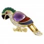 Gorgeous Jeweled Parrot Pin Brooch Pendant 18K Yellow Gold