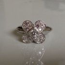 Van Cleef & Arpels 18K White Gold Pave Diamond Trefle Ring Size 52 Rare