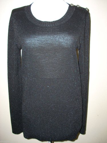 Authentic CHANEL Black Silver Pull Over Sweater 42