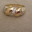 David Webb 18K Yellow Gold & Platinum Diamond Ring Rare