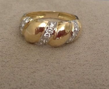 David Webb 18K Yellow Gold & Platinum Diamond Ring Rare