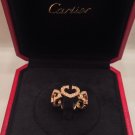 Cartier 18k Yellow Gold Pave Diamond Ring C Heart Collection 52