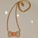 Van Cleef & Arpels VCA Diamond Coral Bow Necklace 18k Rare