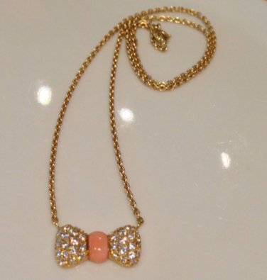 Van Cleef & Arpels VCA Diamond Coral Bow Necklace 18k Rare