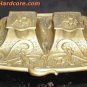 Art Deco Brass Inkwell 1920s Depose Belgium Marked 10 1/2 x 6 Floral Design Nice