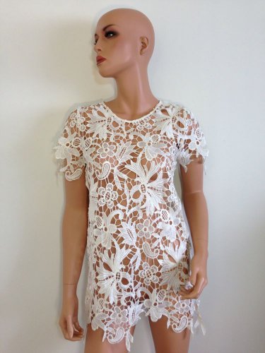 White Lace Top Crochet Blouse Ivory wedding SMALL